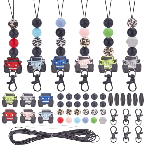 PLIGREAT 6 Sets DIY Silikon Perlen Hängende Auto Charms Leopard Print Perlen Lanyard Herstellung Kit für Auto ID Abzeichen Schlüsselanhänger Klassische Colrful Perlen Lanyard Halskette DIY Handwerk PLIGREAT 6 Sets DIY Silikon Perlen Hängende Auto Charms Leopard Print Perlen Lanyard Herstellung Kit für Auto ID Abzeichen Schlüsselanhänger Klassische Colrful Perlen Lanyard Halskette DIY Handwerk von PLIGREAT