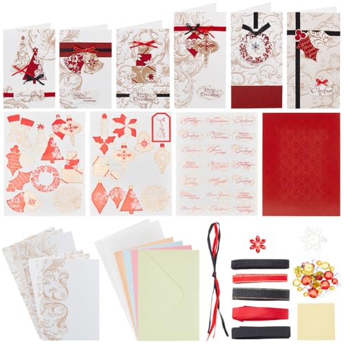 PLIGREAT 6 Sets Kartenherstellungs-Kits für Weihnachten, DIY-Grußkarten-Kit leere Grußkarten und Umschläge mit Dekorationszubehör handgemachte Kartenherstellungszubehör für Thanksgiving-Bastelkarte PLIGREAT 6 Sets Kartenherstellungs-Kits für Weihnachten, DIY-Grußkarten-Kit leere Grußkarten und Umschläge mit Dekorationszubehör handgemachte Kartenherstellungszubehör für Thanksgiving-Bastelkarte von PLIGREAT