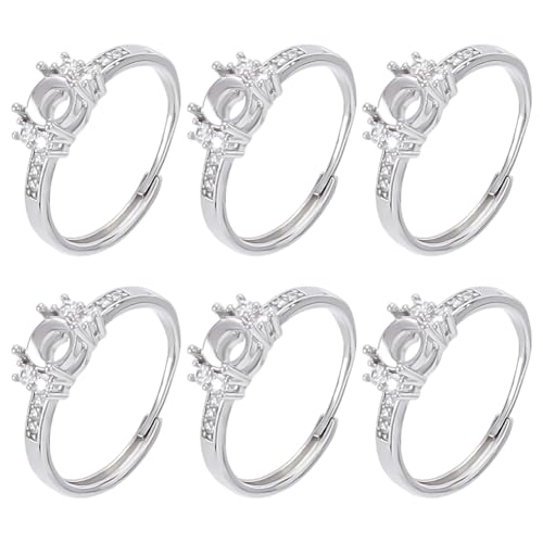PLIGREAT 6 Stück 925 Sterling Silber Krallenring Rohlinge Verstellbare Ringbasen Mit 4 Kralle Für Die Unregelmäßige Cabochon Montage Blanke Fingerring Edelsteinfassung DIY Schmuckherstellung PLIGREAT 6 Stück 925 Sterling Silber Krallenring Rohlinge Verstellbare Ringbasen Mit 4 Kralle Für Die Unregelmäßige Cabochon Montage Blanke Fingerring Edelsteinfassung DIY Schmuckherstellung von PLIGREAT