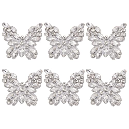 PLIGREAT 6 Stück Strass-Aufnäher zum Aufbügeln, glitzernde Kristall-Perlen, Reparaturapplikation, 3D-Applikation, dekorative Aufkleber für Hüte, Schuhe, Kleidung, Hosen, Taschen, Dekoration von PLIGREAT