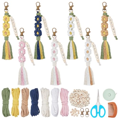 PLIGREAT 7 Sets DIY Makramee Schlüsselanhänger Kit Bunte Blume Schlüsselanhänger Handarbeit Schlüsselanhänger Herstellung Kit für Erwachsene Anfänger DIY Holz Perlen Brief Schlüsselanhänger PLIGREAT 7 Sets DIY Makramee Schlüsselanhänger Kit Bunte Blume Schlüsselanhänger Handarbeit Schlüsselanhänger Herstellung Kit für Erwachsene Anfänger DIY Holz Perlen Brief Schlüsselanhänger von PLIGREAT