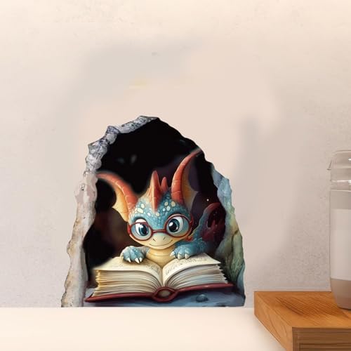 PLIGREAT 8 Stück 3D Lesen Drachen Wandaufkleber, Drache im Loch Wandtattoos Lustige Loch Wandaufkleber Abnehmbare Vinyl Peel and Stick Art Aufkleber für Küche Kinderzimmer Kinderzimmer Schlafzimmer PLIGREAT 8 Stück 3D Lesen Drachen Wandaufkleber, Drache im Loch Wandtattoos Lustige Loch Wandaufkleber Abnehmbare Vinyl Peel and Stick Art Aufkleber für Küche Kinderzimmer Kinderzimmer Schlafzimmer von PLIGREAT