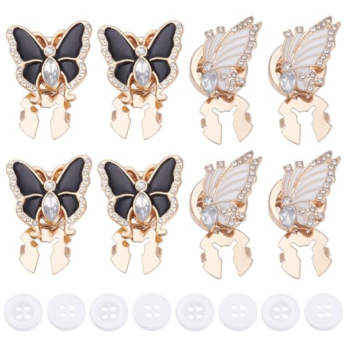 PLIGREAT 8 Stück Strass-Schmetterlingsknöpfe, dekorative Ersatzknöpfe mit 20 weißen Knöpfen, Nähknöpfe, Abdeckungen für Damen und Herren, DIY, Nähen, Dekoration, 8 Stück PLIGREAT 8 Stück Strass-Schmetterlingsknöpfe, dekorative Ersatzknöpfe mit 20 weißen Knöpfen, Nähknöpfe, Abdeckungen für Damen und Herren, DIY, Nähen, Dekoration, 8 Stück von PLIGREAT