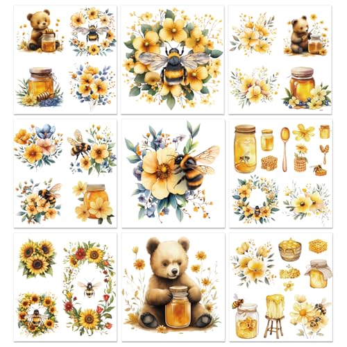 PLIGREAT 9 Blätter Rub auf Transfers für Kunsthandwerk, Honig Biene Thema Rub auf Transfer Aufkleber Bär Blumen Möbel Abziehbilder für Holz Kommoden Schrank Glas Porzellan Scrapbook DIY Home Decor PLIGREAT 9 Blätter Rub auf Transfers für Kunsthandwerk, Honig Biene Thema Rub auf Transfer Aufkleber Bär Blumen Möbel Abziehbilder für Holz Kommoden Schrank Glas Porzellan Scrapbook DIY Home Decor von PLIGREAT