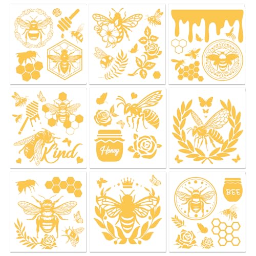 PLIGREAT 9 Blatt Rub on Transfers für Kunsthandwerk und Möbel Gold Bee Waterproof UV DTF Transfer Aufkleber für Holz Keramik Glas Porzellan Kunsthandwerk DIY Dekorative Transfer Aufkleber, 15x15 cm PLIGREAT 9 Blatt Rub on Transfers für Kunsthandwerk und Möbel Gold Bee Waterproof UV DTF Transfer Aufkleber für Holz Keramik Glas Porzellan Kunsthandwerk DIY Dekorative Transfer Aufkleber, 15x15 cm von PLIGREAT