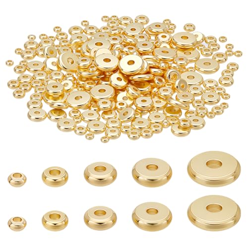 PLIGREAT Abstandshalter, flach, rund, 18 Karat Gold, gefüllt, 3 mm/4 mm/5 mm/6 mm/8 mm, 300 Stück von PLIGREAT