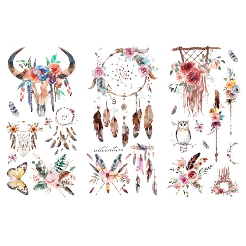 PLIGREAT Boho reiben auf Transfers für Kunsthandwerk 3 Blätter Retro Traumfänger Transfer Aufkleber bunte Feder Blumen Hirsch Möbel reiben auf Aufkleber für Holz Kommoden Dekor Scrapbooking Aufkleber PLIGREAT Boho reiben auf Transfers für Kunsthandwerk 3 Blätter Retro Traumfänger Transfer Aufkleber bunte Feder Blumen Hirsch Möbel reiben auf Aufkleber für Holz Kommoden Dekor Scrapbooking Aufkleber von PLIGREAT
