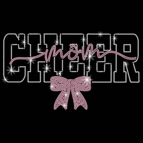 PLIGREAT Cheer Mom Strass Aufnäher Zum Aufbügeln Hotfix Wärmeübertragung Glitzernde Schleife Zum Aufbügeln von Patches Kleidungsreparatur Applikationen Für Selbstgemachte Jacken T Shirts von PLIGREAT