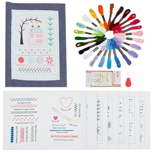 PLIGREAT DIY Stichbuch Stickerei Für Anfänger Und Erwachsene Stickstichanleitung Nähübungs Set Mit Stickgarn In 24 Farbe 2 Einfädler 1 Satz Mit 16 Nadeln 8 Seiten PLIGREAT DIY Stichbuch Stickerei Für Anfänger Und Erwachsene Stickstichanleitung Nähübungs Set Mit Stickgarn In 24 Farbe 2 Einfädler 1 Satz Mit 16 Nadeln 8 Seiten von PLIGREAT