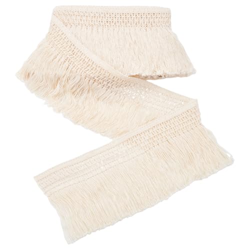 PLIGREAT Fransenborte aus Baumwolle, 11 cm breit, Spitzenfaser, Quastenbänder, Vintage, Nähen, Fransenborte für Kleidung, Vorhang, Kleid, Bastelzubehör, Heimdekoration, 12 Meter von PLIGREAT