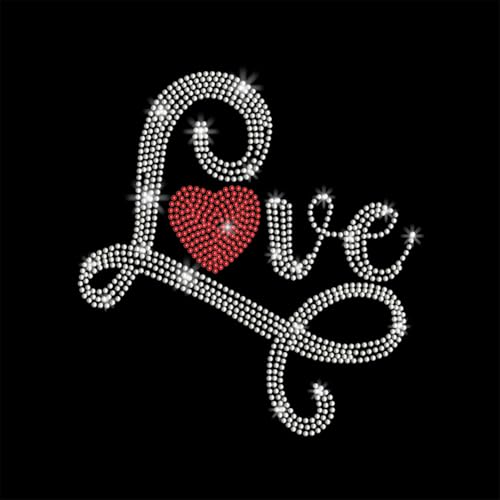 PLIGREAT Glitzerndes Herz Und Liebes Hotfix Strass Aufnäher Zum Aufbügeln Aufbügler Transfers Für Kleidung Strass Aufnäher Für Selbstgemachte T Shirts Jacken Jeans Valentinstag Paar Kleidung DIY von PLIGREAT