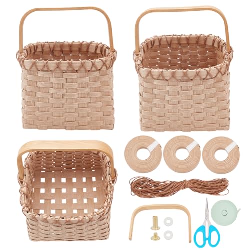 PLIGREAT Korbwebset Traditionelle Bastelsets Coil Basket Making Kit für Anfänger Erwachsene DIY Bastelpapier Rattan Webkorb Kit Kleiner quadratischer Aufbewahrungskorb mit Griff Home Decor von PLIGREAT