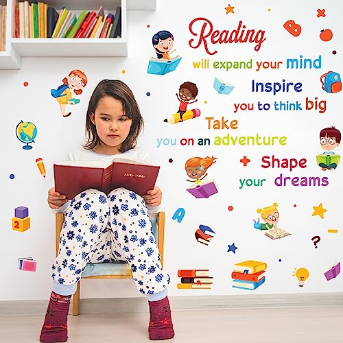 PLIGREAT Lesen Wandaufkleber Für Kinderschlafzimmer Leseecke Bibliothek Decor (Bunt-D) von PLIGREAT
