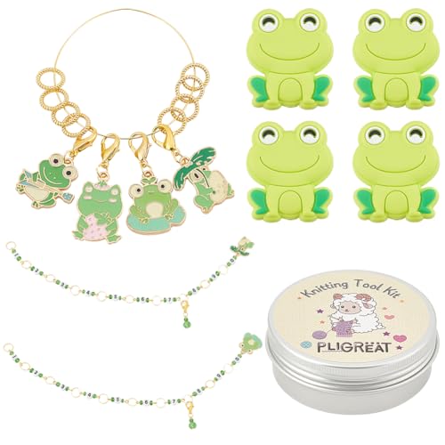 PLIGREAT Niedliche Frosch Nähwerkzeug Kit 12 Stück maschenmarkierer 2 Stück Strickreihen-Gegenketten mit 4 Stück Stricknadelspitzenschutz zum Quilten Weben Anfänger Oma Mama Hand DIY Zubehör Geschenk PLIGREAT Niedliche Frosch Nähwerkzeug Kit 12 Stück maschenmarkierer 2 Stück Strickreihen-Gegenketten mit 4 Stück Stricknadelspitzenschutz zum Quilten Weben Anfänger Oma Mama Hand DIY Zubehör Geschenk von PLIGREAT