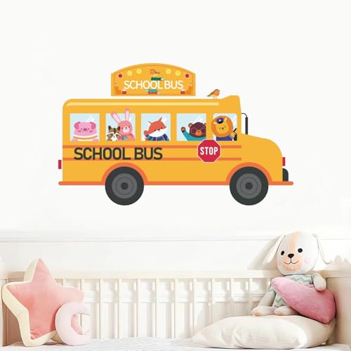 PLIGREAT Niedliche Tier Bus Wandtattoo Cartoon Schulbus Wandkunst Wandbilder für Kinderzimmer Schlafzimmer Spielzimmer Kabinett Dekor große Größe Aquarell Wandaufkleber PLIGREAT Niedliche Tier Bus Wandtattoo Cartoon Schulbus Wandkunst Wandbilder für Kinderzimmer Schlafzimmer Spielzimmer Kabinett Dekor große Größe Aquarell Wandaufkleber von PLIGREAT