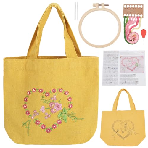 PLIGREAT Stickset Für Tragetasche Aus Gelbem Canvas Für Anfänger Und Erwachsene Kreuzstich Set Mit Herzgirlande Mit Anleitung Lunch Tasche Stickset Mit Rahmen DIY Bastelgeschenke PLIGREAT Stickset Für Tragetasche Aus Gelbem Canvas Für Anfänger Und Erwachsene Kreuzstich Set Mit Herzgirlande Mit Anleitung Lunch Tasche Stickset Mit Rahmen DIY Bastelgeschenke von PLIGREAT