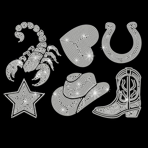 PLIGREAT Western Elements Strass Aufbügler Hotfix Wärmeübertragung Aufkleber Glitzernder Cowboyhut Herz Stern Zum Aufbügeln Applikationen Zum Reparieren von Kleidung Für Selbstgemachte T Shirts PLIGREAT Western Elements Strass Aufbügler Hotfix Wärmeübertragung Aufkleber Glitzernder Cowboyhut Herz Stern Zum Aufbügeln Applikationen Zum Reparieren von Kleidung Für Selbstgemachte T Shirts von PLIGREAT