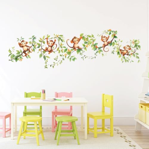 PLIGREAT niedliche Affe Wandtattoos Cartoon Reben Wandaufkleber Dschungel Tiere Wanddekoration Abnehmbare Wandtattoo für Kinder Kinderzimmer Schlafzimmer Spielzimmer Weihnachten Zuhause Wanddeko PLIGREAT niedliche Affe Wandtattoos Cartoon Reben Wandaufkleber Dschungel Tiere Wanddekoration Abnehmbare Wandtattoo für Kinder Kinderzimmer Schlafzimmer Spielzimmer Weihnachten Zuhause Wanddeko von PLIGREAT