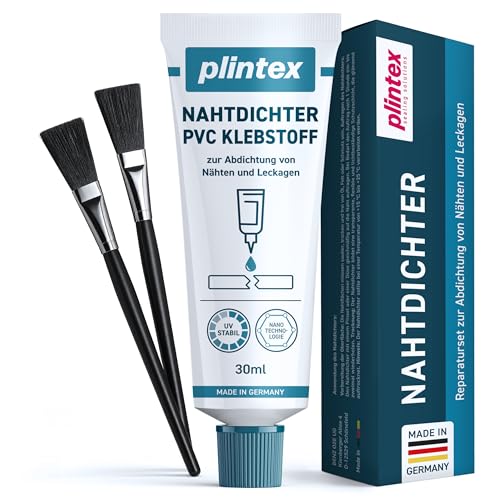 PLINTEX® Nahtdichter 30ml extra stark inkl. 2x Pinsel - Nahtkleber für Zelte, Jacken, Markisen, Sonnensegel & Rucksäcke - Zeltnaht abdichten, Zelt-Kleber, Naht Dichter von PLINTEX