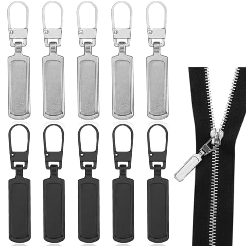 PLKSEI 10 Stück Reißverschluss Zipper Abnehmbares Metall Zipper Pull Ersatzteile Reißverschluss Zipper Metall Zipper Pull Reißverschluss Ersatz, für Geldbörse, Kleider, Jeans, Koffer, Gepäck von PLKSEI