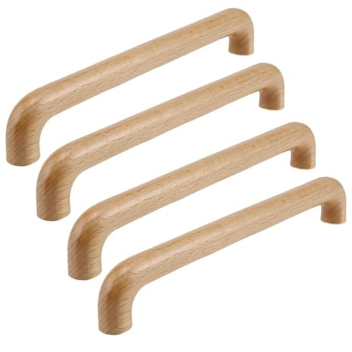 PLLJIAXUAMCLNL 4 Stück Buche Holz Schublade Zieht, Arch Holz Schrank Griffe Hardware Möbel Kommode Garderobe Griffe Züge mit Schrauben (Hole Distance 160mm) von PLLJIAXUAMCLNL