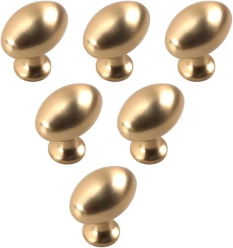PLLJIAXUAMCLNL 6 Stück Oval Schublade Griff Schrank Schublade Knöpfe Zink-Legierung Möbelknöpfe Schrankknöpfe mit Schrauben Hardware Ziehen für Küche Badezimmer Schlafzimmer (Brushed Copper) von PLLJIAXUAMCLNL