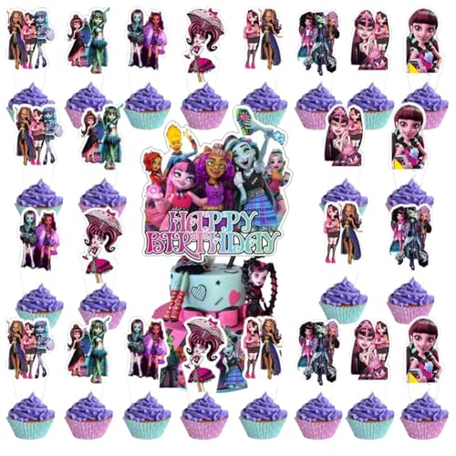 25pcs Monster Cupcake Topper, Happy Birthday Cake Topper, Monster Geburtstag Dekoration, Monster Party Kindergeburtstags Deko, Monster Kuchen Party Dekoration von PLNVNVP