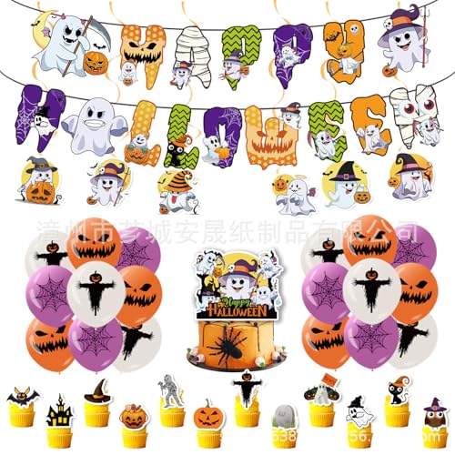 38Stück Halloween Thema Dekoration Set,Halloween Thema Birthday Dekoration,Banner,Luftballons,Kinder Geburtstag Party Decoration 38Stück Halloween Thema Dekoration Set,Halloween Thema Birthday Dekoration,Banner,Luftballons,Kinder Geburtstag Party Decoration von PLNVNVP