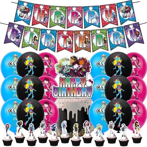 PLNVNVP Monster Geburtstag Party Dekoration,Monster Party Supplies,Banner Ballons Cupcake Toppers, Kinder Part Dekoration von PLNVNVP