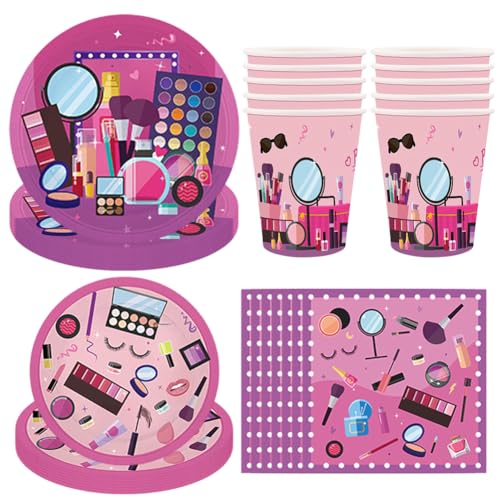 PLNVNVP Spa & Make-up themed Party Deko Set, 68Pcs, Papierteller & Tassen, Servietten, Kosmetik Geburtstag Deko, für Mädchen Party PLNVNVP Spa & Make-up themed Party Deko Set, 68Pcs, Papierteller & Tassen, Servietten, Kosmetik Geburtstag Deko, für Mädchen Party von PLNVNVP