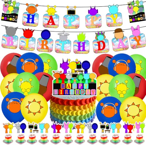 PLNVNVP SprunkBeats Geburtstag Deko, Cartoon Party Dekoration, 30Stk BeatBox Party Supplies mit Banner, Cupcake Topper, Kuchen Topper & Ballons, bunt, weiß PLNVNVP SprunkBeats Geburtstag Deko, Cartoon Party Dekoration, 30Stk BeatBox Party Supplies mit Banner, Cupcake Topper, Kuchen Topper & Ballons, bunt, weiß von PLNVNVP