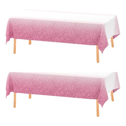 PLOYMONO Holografische Laser-Tischdecken, 137,2 x 274,3 cm, Folie, Einweg-Tischdecken für Mädchen, Geburtstag, Party, Hochzeit, Jahrestag, Junggesellinnenabschied, Hellrosa, 2 Stück von PLOYMONO