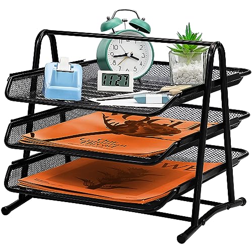 Dokumentenablage Aus Metall 3 Fächer Briefablage Organizer, Mesh Design Schreibtischablage, Schreibtisch Organizer Schwarz Schreibtisch Dokument Brief Ablage für Zuhause Büro Schreibtischablage von PLSOPPKG