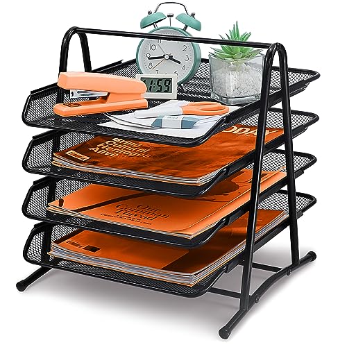 Dokumentenablage Aus Metall 4 Fächer Briefablage Organizer, Mesh Design Schreibtischablage, Schreibtisch Organizer Schwarz Schreibtisch Dokument Brief Ablage für Zuhause Büro Schreibtischablage von PLSOPPKG