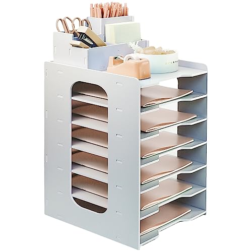 Dokumentenablage PVC, A4 Schreibtisch Organizer, 7 Stöckiges Dokument Papier Briefablage, Dokumentenablage, Dokumentenhalter Weiß Schreibtisch Organizer, Briefablage Schreibtischablage für Zuhause von PLSOPPKG