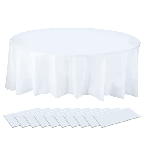 PLULON 10 Stück runde Tischdecken aus Kunststoff, weiß, 84 Zoll, wasserdichte PEVA-Tischdecke, Bulk für Geburtstag, Hochzeit, Picknick, Zuhause, Party, Tischdekoration PLULON 10 Stück runde Tischdecken aus Kunststoff, weiß, 84 Zoll, wasserdichte PEVA-Tischdecke, Bulk für Geburtstag, Hochzeit, Picknick, Zuhause, Party, Tischdekoration von PLULON