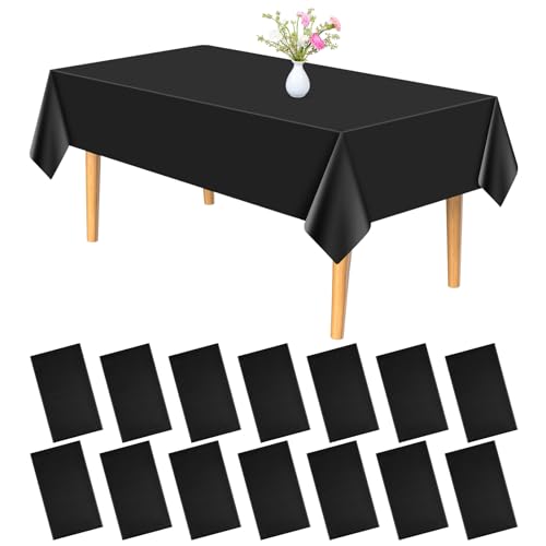 PLULON 15 Stück Schwarze Tischdecke aus Kunststoff, 137 x 274 cm, rechteckige Tischdecke für Abschluss Geburtstag, Halloween, Party, Zuhause, Küche, Esstischdekorationen PLULON 15 Stück Schwarze Tischdecke aus Kunststoff, 137 x 274 cm, rechteckige Tischdecke für Abschluss Geburtstag, Halloween, Party, Zuhause, Küche, Esstischdekorationen von PLULON