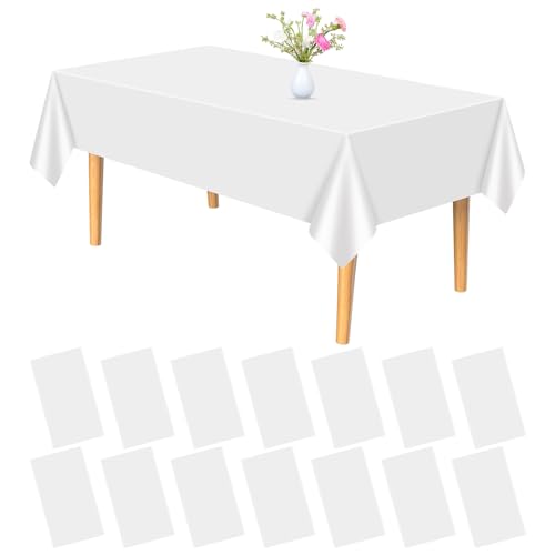 PLULON 15 Stück weiße Tischdecke aus Kunststoff, 137 x 274 cm, rechteckige Tischdecke für Abschluss Geburtstag, Babyparty, Hochzeit, Party, Zuhause, Küche, Esstischdekorationen PLULON 15 Stück weiße Tischdecke aus Kunststoff, 137 x 274 cm, rechteckige Tischdecke für Abschluss Geburtstag, Babyparty, Hochzeit, Party, Zuhause, Küche, Esstischdekorationen von PLULON