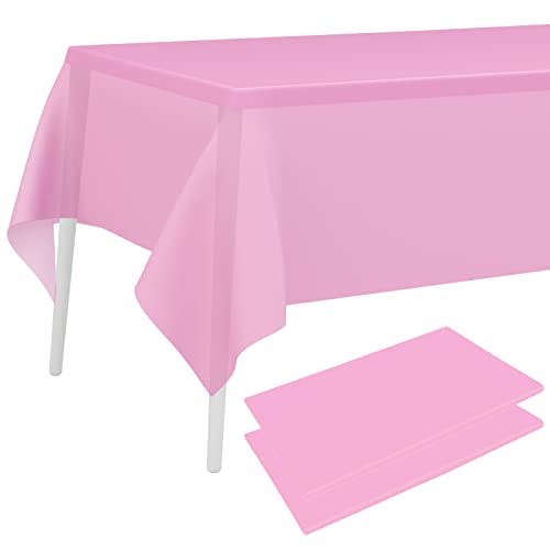 PLULON 2 Stück Rosa Tischdecke aus Kunststoff, 137 x 274 cm, rechteckige Tischdecke für Baby Dusche Party Zubehör Hochzeit, Geburtstag, Kinder, Party, Zuhause, Tischdekoration von PLULON