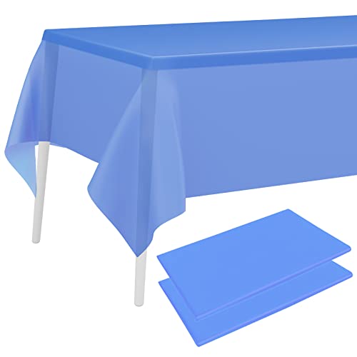 PLULON 2-teilige Blaue Tischdecke aus Kunststoff, 137 x 274 cm, rechteckige Tischdecke für Baby Dusche Party Zubehör Hochzeit, Geburtstag, Kinder, Party, Zuhause, Tischdekoration von PLULON