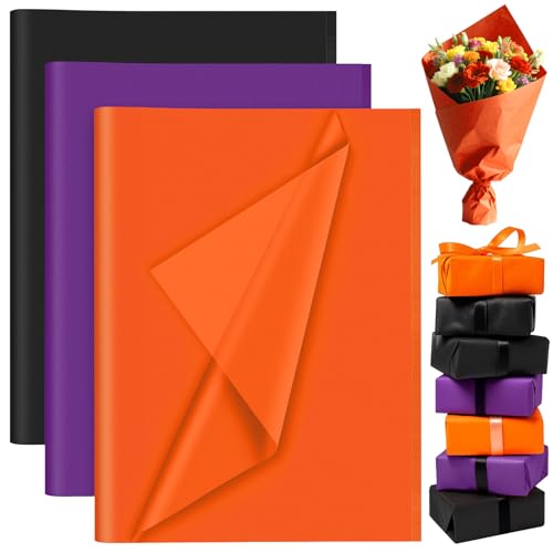 PLULON 60 Blatt Halloween Seidenpapier Bulk, Geschenkpapier Seidenpapier Blätter zum Verpacken Geburtstag Geschenkpapier Halloween Partydekorationen von PLULON