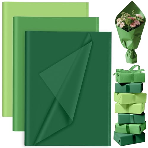PLULON 60 Blatt St. Patrick's Day grünes Seidenpapier, Geschenkpapier für Geschenkverpackung Geburtstag Hochzeit Urlaub Papier Blume （Grün） von PLULON
