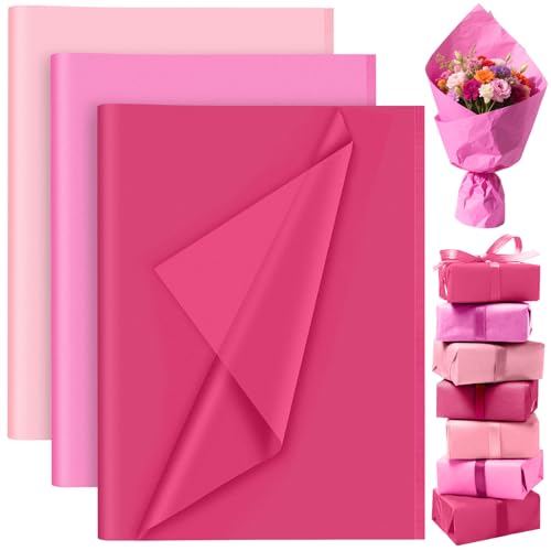 PLULON 60 Blatt rosa Seidenpapier, farbiges Geschenkpapier, Seidenpapierbögen zum Verpacken von Geburtstagsgeschenken, Hochzeiten, Babypartys, Ostern, Babyparty-Dekorationen, Muttertagsgeschenke PLULON 60 Blatt rosa Seidenpapier, farbiges Geschenkpapier, Seidenpapierbögen zum Verpacken von Geburtstagsgeschenken, Hochzeiten, Babypartys, Ostern, Babyparty-Dekorationen, Muttertagsgeschenke von PLULON