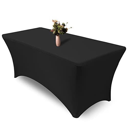 PLULON 6FT Schwarze Tischdecke rechteckige taillierte Stretch-Tischdecke waschbare elastische Spandex-Tischdecke Tischschutz Abschluss Terrasse Picknick Hochzeit Geburtstag Bankett Tischdekoration PLULON 6FT Schwarze Tischdecke rechteckige taillierte Stretch-Tischdecke waschbare elastische Spandex-Tischdecke Tischschutz Abschluss Terrasse Picknick Hochzeit Geburtstag Bankett Tischdekoration von PLULON