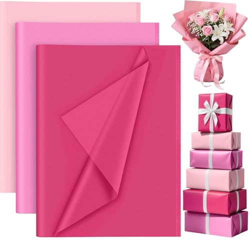 PLULON 90 Blatt Geschenkverpackung Seidenpapier Geburtstag, Seidenpapier für Zuhause, Küche, Basteln, Valentine Verpackungszubehör (Pink) von PLULON