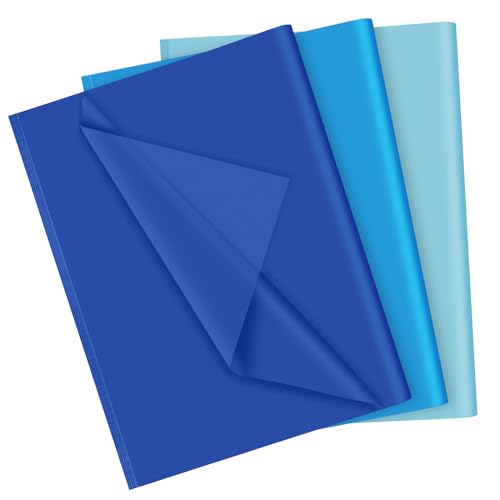 PLULON 90 Blatt Meerjungfrau Geburtstagsfeier Blaues Seidenpapier, Geschenkpapier für Geschenkverpackung Geburtstag Ostern Hochzeit Urlaub Papier Blume （Blau） von PLULON