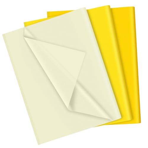 PLULON 90 Blatt Sonnenblume Geburtstagsfeier Gelbes Seidenpapier, Geschenkpapier für DIY Geschenkverpackung Geburtstag Ostern Hochzeit Urlaub Papier Blume （Gelb） von PLULON