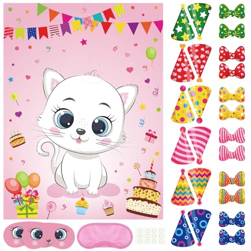PLULON Katzenpartyspiel Kinder Stecken Katze Hut Fliege Geburtstagsspiel-Poster 24 Hüten 24 Fliegenaufklebern Geburtstag Jungen Mädchen Sommerparty-Geschenke Wanddekorationen Aktivitäten Klassenzimmer PLULON Katzenpartyspiel Kinder Stecken Katze Hut Fliege Geburtstagsspiel-Poster 24 Hüten 24 Fliegenaufklebern Geburtstag Jungen Mädchen Sommerparty-Geschenke Wanddekorationen Aktivitäten Klassenzimmer von PLULON