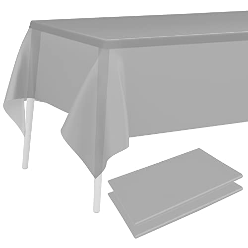 PLULON Tischdecke aus Kunststoff, 2 Stück, grau, 137 x 274 cm, rechteckig, Tischdecke für Babyparty, Partyzubehör, Hochzeit, Geburtstag, Party, Zuhause, Tischdekoration PLULON Tischdecke aus Kunststoff, 2 Stück, grau, 137 x 274 cm, rechteckig, Tischdecke für Babyparty, Partyzubehör, Hochzeit, Geburtstag, Party, Zuhause, Tischdekoration von PLULON