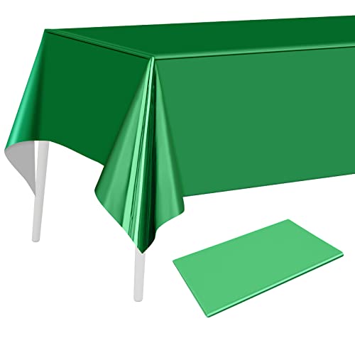PLULON Tischdecke aus Kunststoff grün 137 x 274 cm rechteckig metallisch grün Tischdecke für Hochzeit Geburtstag Weihnachtsfeier Zuhause Tischdekoration Babyparty Partyzubehör von PLULON